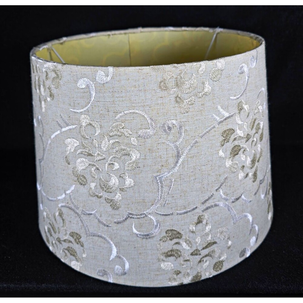 Off-White Floral & Nature Fabric Drum Lamp Shade Floral & Garden Theme 9x13"